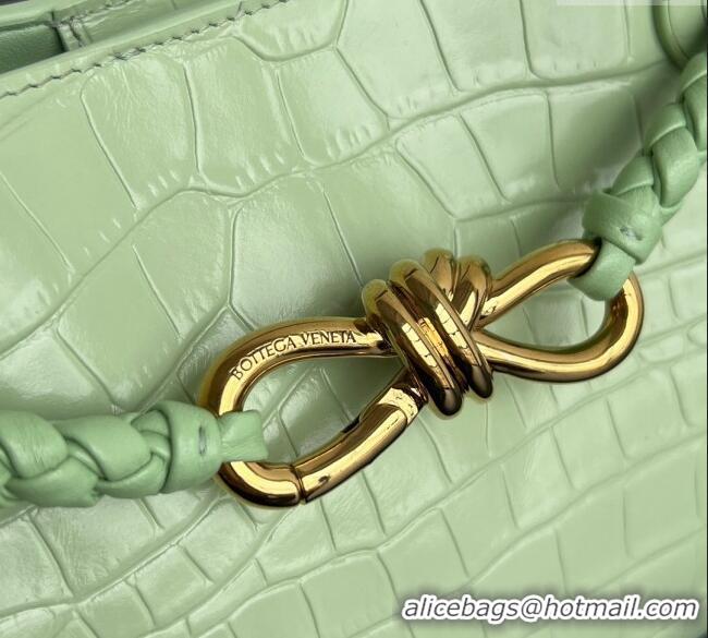 Luxury Cheap Bottega Veneta Andiamo Mini Bag in Crocodile Embossed Leather 777614 Light Green 2024