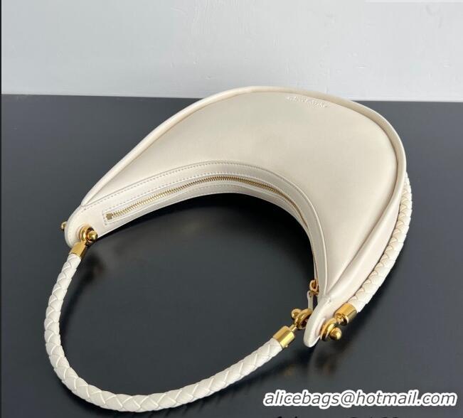 Reasonable Price Bottega Veneta Hula Hoop Hobo Bag in Smooth Leather 794902 Sea Salt White 2024