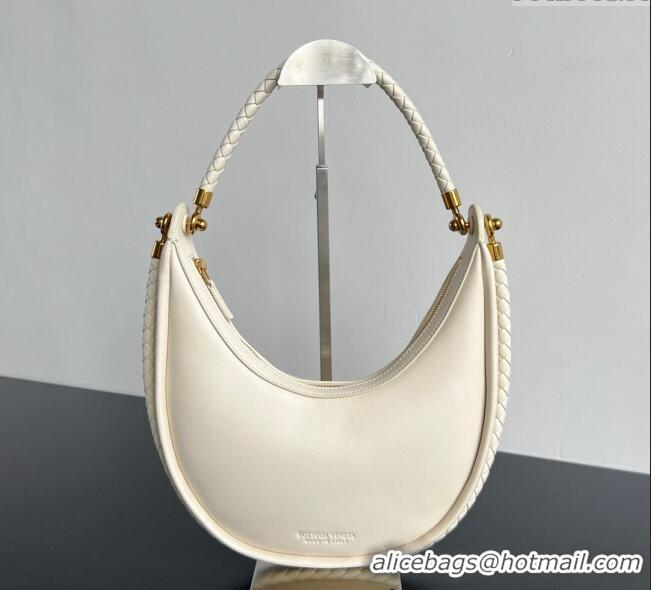 Reasonable Price Bottega Veneta Hula Hoop Hobo Bag in Smooth Leather 794902 Sea Salt White 2024