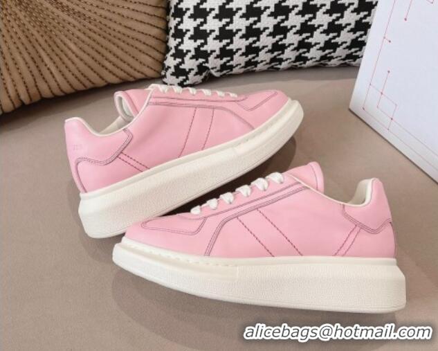 Perfect Alexander McQueen Oversized Retro Sneakers in Crackled Leather Light Pink 1225064