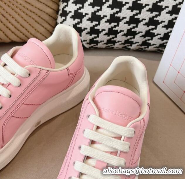 Perfect Alexander McQueen Oversized Retro Sneakers in Crackled Leather Light Pink 1225064