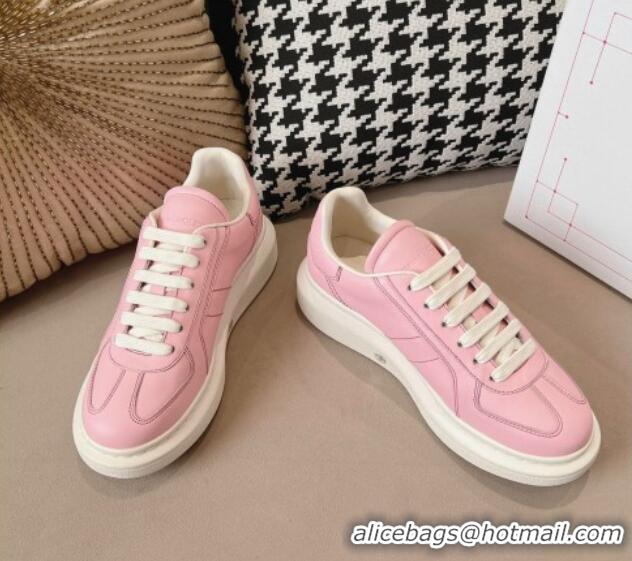 Perfect Alexander McQueen Oversized Retro Sneakers in Crackled Leather Light Pink 1225064