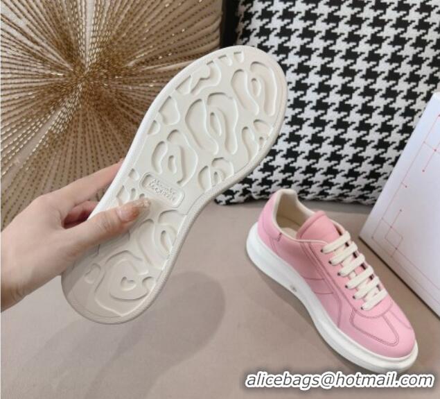 Perfect Alexander McQueen Oversized Retro Sneakers in Crackled Leather Light Pink 1225064