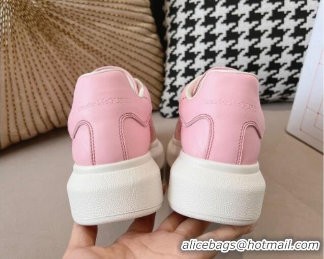 Perfect Alexander McQueen Oversized Retro Sneakers in Crackled Leather Light Pink 1225064