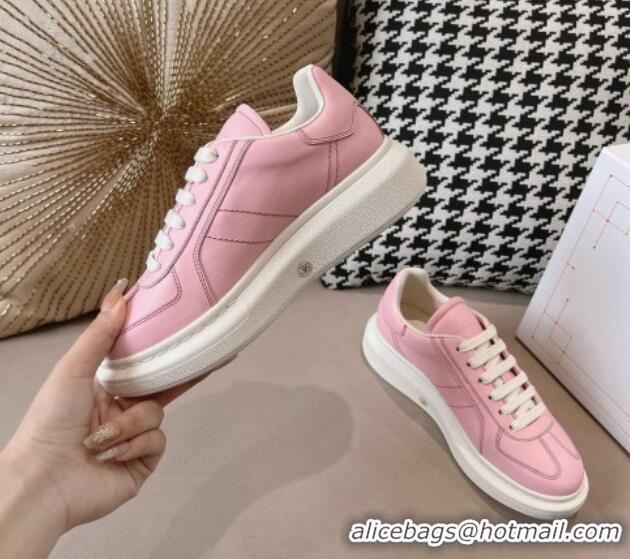 Perfect Alexander McQueen Oversized Retro Sneakers in Crackled Leather Light Pink 1225064