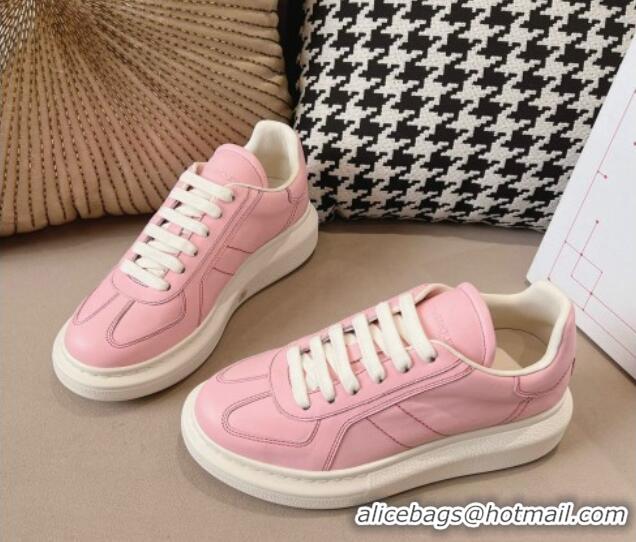 Perfect Alexander McQueen Oversized Retro Sneakers in Crackled Leather Light Pink 1225064