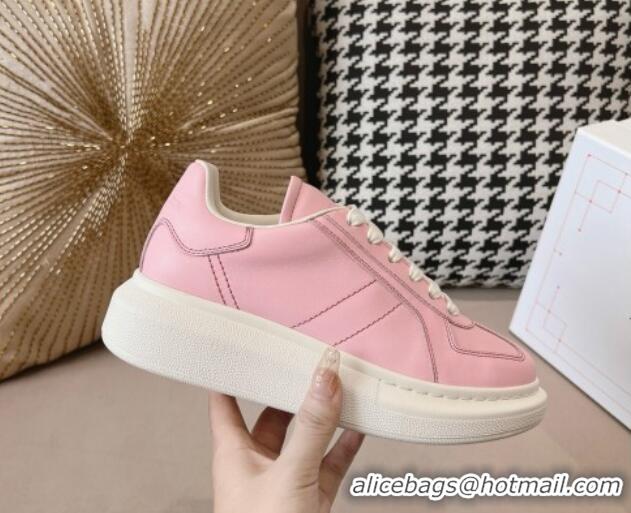 Perfect Alexander McQueen Oversized Retro Sneakers in Crackled Leather Light Pink 1225064