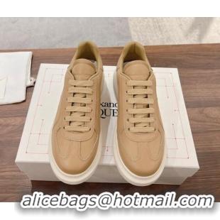 Best Grade Alexander McQueen Oversized Retro Sneakers in Calfskin Leather Beige 1225065