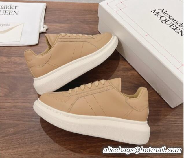 Best Grade Alexander McQueen Oversized Retro Sneakers in Calfskin Leather Beige 1225065