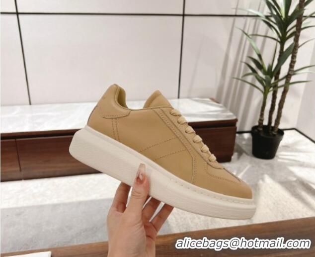 Best Grade Alexander McQueen Oversized Retro Sneakers in Calfskin Leather Beige 1225065