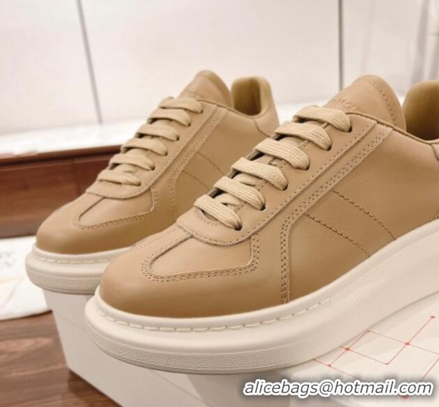 Best Grade Alexander McQueen Oversized Retro Sneakers in Calfskin Leather Beige 1225065