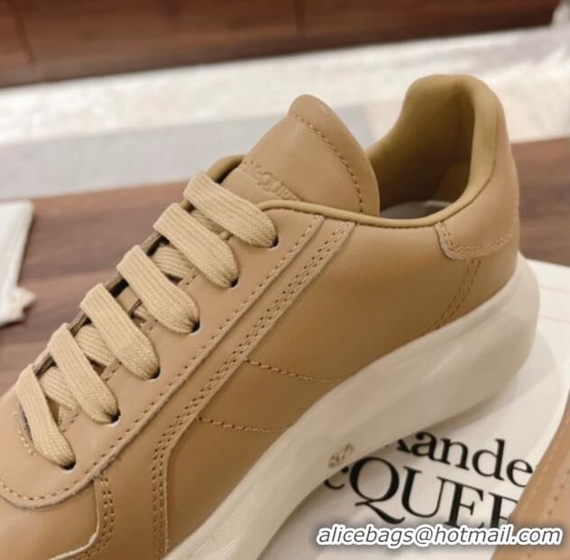 Best Grade Alexander McQueen Oversized Retro Sneakers in Calfskin Leather Beige 1225065