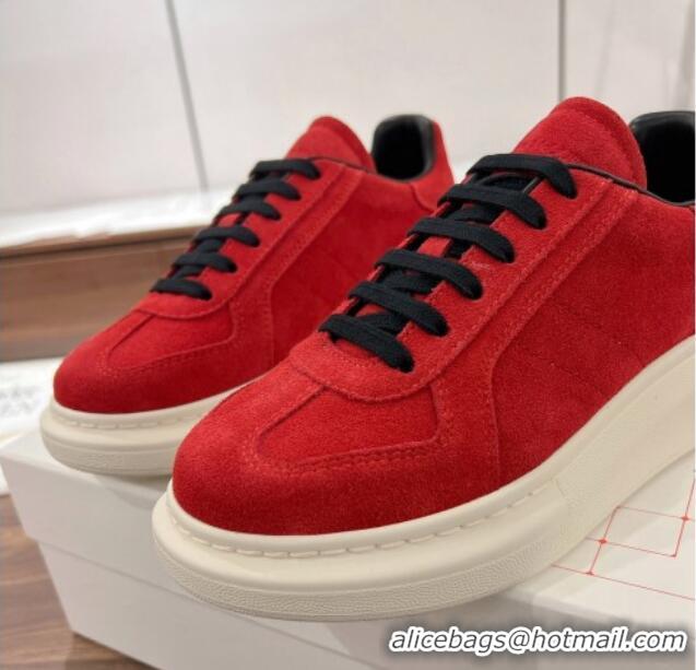 Buy Luxury Alexander McQueen Oversized Retro Sneakers in Suede Red 1225068