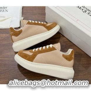 Stylish Alexander McQueen Oversized Retro Sneakers in Calfskin and Suede Beige/Brown 1225069