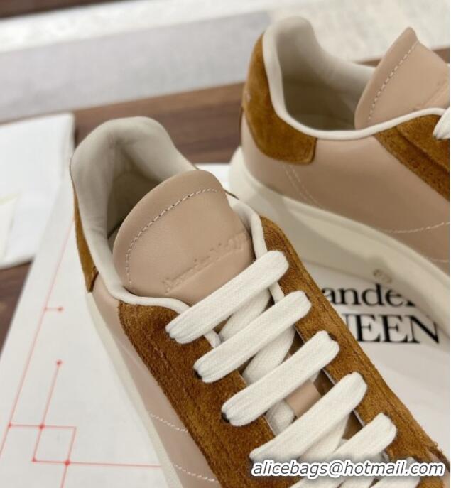 Stylish Alexander McQueen Oversized Retro Sneakers in Calfskin and Suede Beige/Brown 1225069