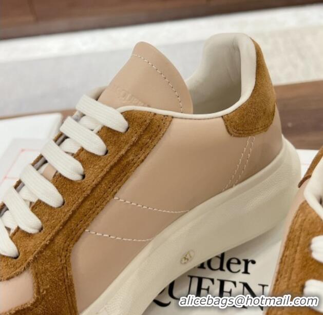 Stylish Alexander McQueen Oversized Retro Sneakers in Calfskin and Suede Beige/Brown 1225069