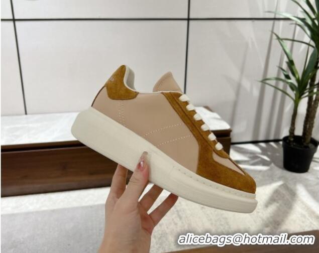 Stylish Alexander McQueen Oversized Retro Sneakers in Calfskin and Suede Beige/Brown 1225069