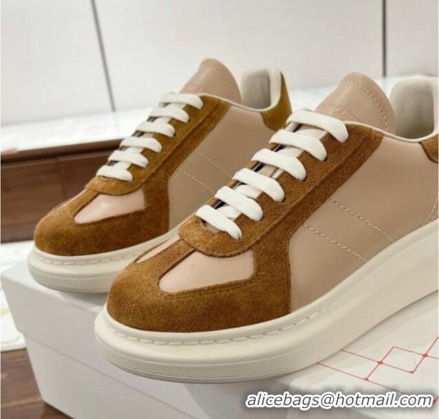 Stylish Alexander McQueen Oversized Retro Sneakers in Calfskin and Suede Beige/Brown 1225069