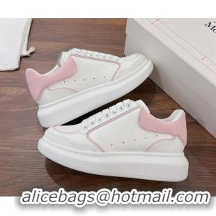 Purchase Alexander McQueen Oversized Retro Sneakers in Patchwork Silky Calfskin White/Light Pink 1225070