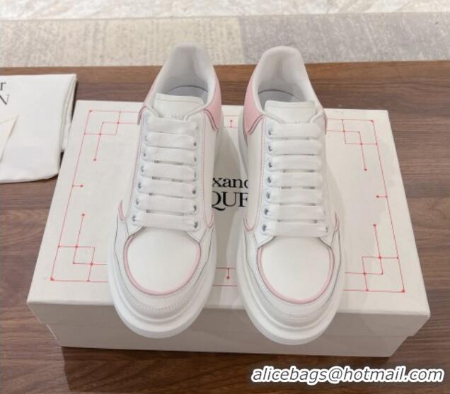 Purchase Alexander McQueen Oversized Retro Sneakers in Patchwork Silky Calfskin White/Light Pink 1225070