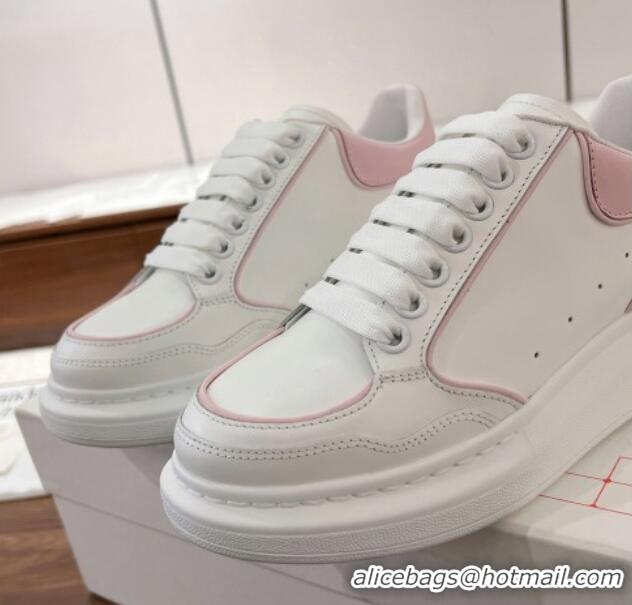 Purchase Alexander McQueen Oversized Retro Sneakers in Patchwork Silky Calfskin White/Light Pink 1225070