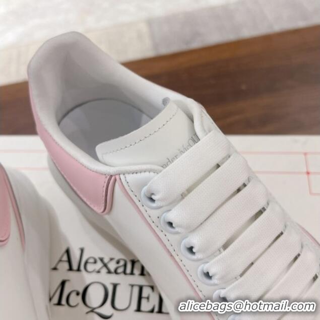 Purchase Alexander McQueen Oversized Retro Sneakers in Patchwork Silky Calfskin White/Light Pink 1225070