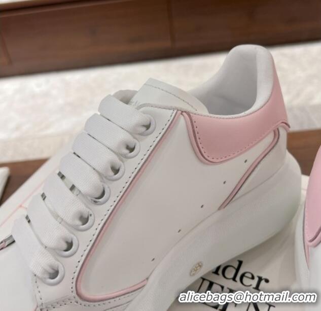 Purchase Alexander McQueen Oversized Retro Sneakers in Patchwork Silky Calfskin White/Light Pink 1225070