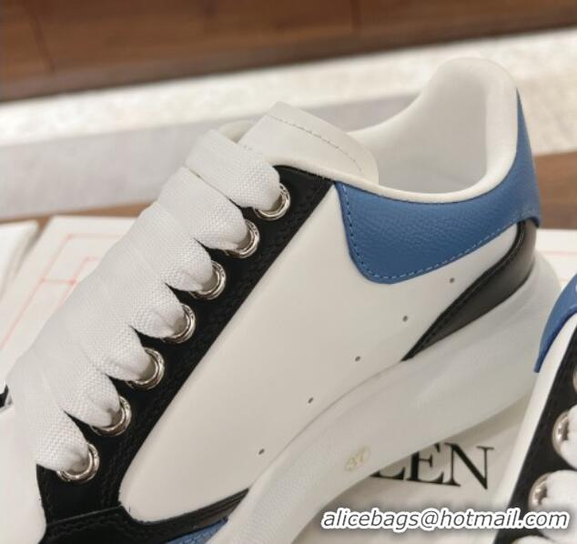 Best Product Alexander McQueen Oversized Retro Sneakers in Patchwork Silky Calfskin White/Blue/Black 1225071