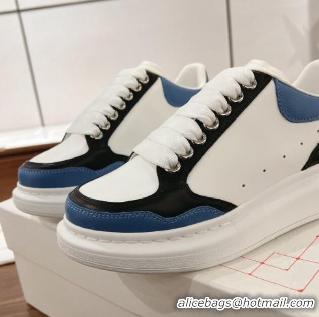 Best Product Alexander McQueen Oversized Retro Sneakers in Patchwork Silky Calfskin White/Blue/Black 1225071