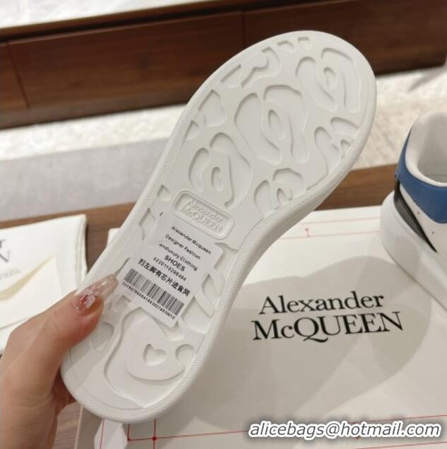 Best Product Alexander McQueen Oversized Retro Sneakers in Patchwork Silky Calfskin White/Blue/Black 1225071