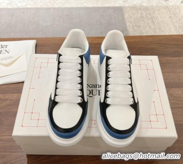 Best Product Alexander McQueen Oversized Retro Sneakers in Patchwork Silky Calfskin White/Blue/Black 1225071