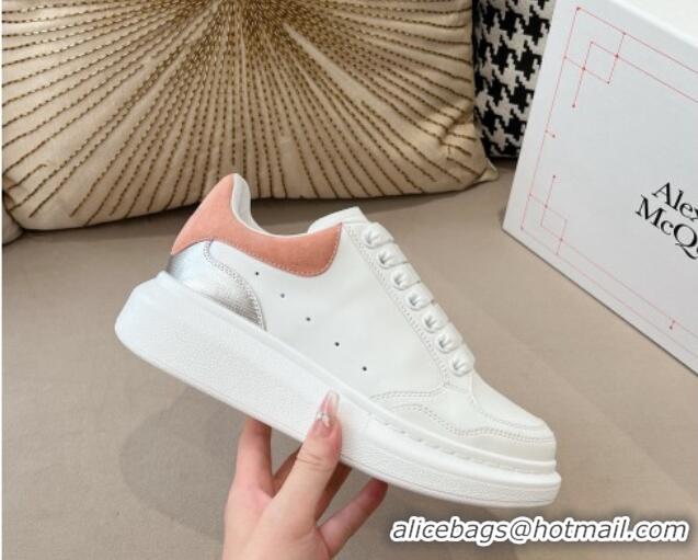 Good Product Alexander McQueen Oversized Retro Sneakers in Patchwork Silky Calfskin White/Pink/Silver 1225072