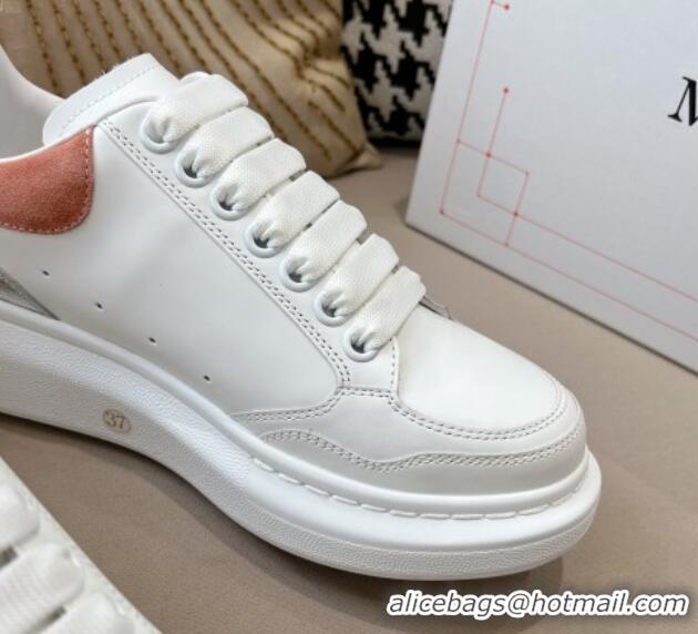 Good Product Alexander McQueen Oversized Retro Sneakers in Patchwork Silky Calfskin White/Pink/Silver 1225072