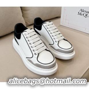 Duplicate Alexander McQueen Oversized Retro Sneakers in Patchwork Silky Calfskin White/Grey/Black 1225074