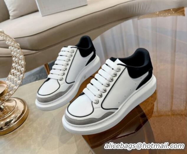 Duplicate Alexander McQueen Oversized Retro Sneakers in Patchwork Silky Calfskin White/Grey/Black 1225074