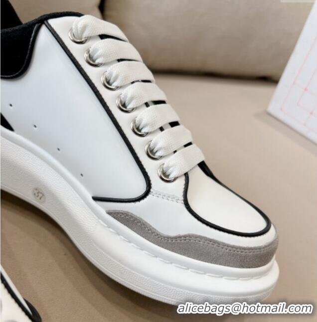 Duplicate Alexander McQueen Oversized Retro Sneakers in Patchwork Silky Calfskin White/Grey/Black 1225074