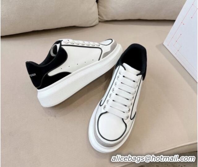 Duplicate Alexander McQueen Oversized Retro Sneakers in Patchwork Silky Calfskin White/Grey/Black 1225074