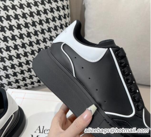 Trendy Design Alexander McQueen Oversized Retro Sneakers in Patchwork Silky Calfskin Black/White 1225075