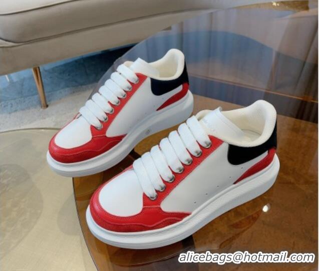 Good Quality Alexander McQueen Oversized Retro Sneakers in Patchwork Silky Calfskin White/Red/Black 1225079