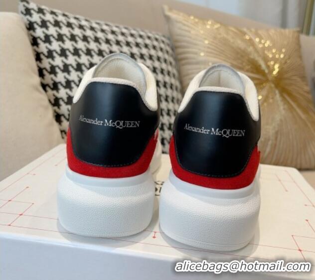 Good Quality Alexander McQueen Oversized Retro Sneakers in Patchwork Silky Calfskin White/Red/Black 1225079