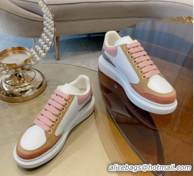 Grade Quality Alexander McQueen Oversized Retro Sneakers in Patchwork Silky Calfskin White/Multicolor 1225080