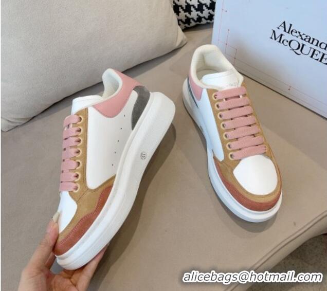 Grade Quality Alexander McQueen Oversized Retro Sneakers in Patchwork Silky Calfskin White/Multicolor 1225080