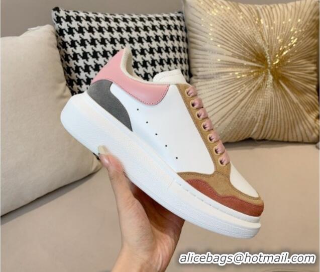 Grade Quality Alexander McQueen Oversized Retro Sneakers in Patchwork Silky Calfskin White/Multicolor 1225080