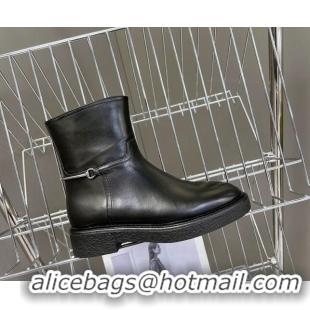 Low Cost Gucci Slim Horsebit Ankle Flat Boots in Calf Leather Black 1118054