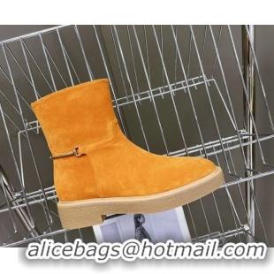 Pretty Style Gucci Slim Horsebit Ankle Flat Boots in Suede Yellow 1118056