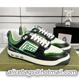 Best Price Gucci Leather Sneakers with GUCCI Black/White/Green 1118078