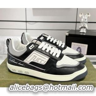 Luxurious Gucci Leather Sneakers with GUCCI Black/White/Grey 1118079