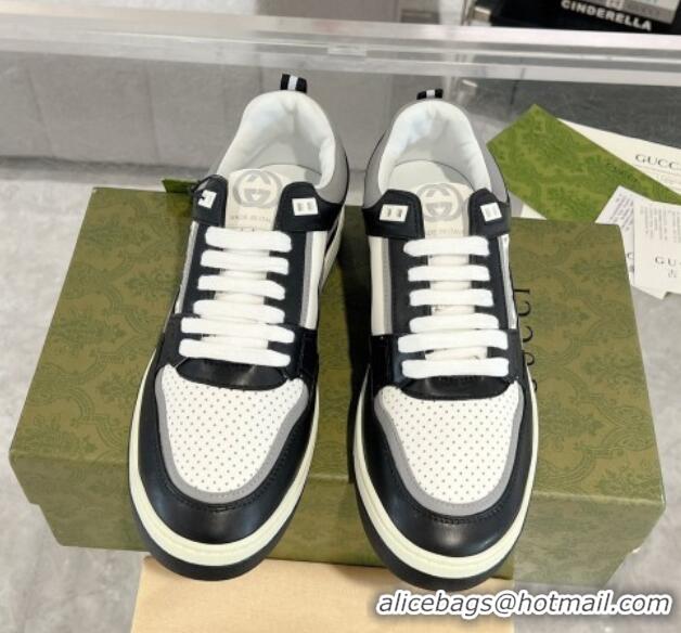 Luxurious Gucci Leather Sneakers with GUCCI Black/White/Grey 1118079