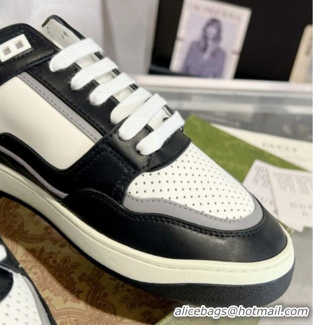 Luxurious Gucci Leather Sneakers with GUCCI Black/White/Grey 1118079