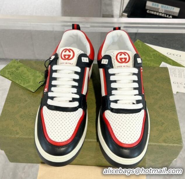 Duplicate Gucci Leather Sneakers with GUCCI Black/White/Red 1118080